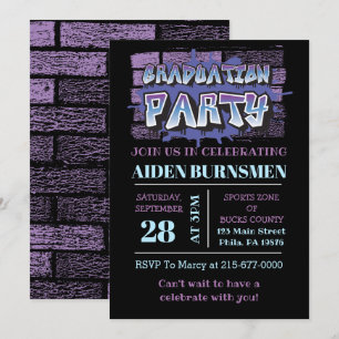  GRADUATION PARTY INVITE Graffiti Brick Wall Party