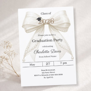 Graduation party ivory bow class of 2026 invitation