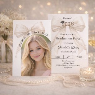 Graduation party ivory bow photo arch 2026 invitation