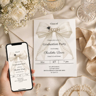 Graduation party ivory bow photo arch 2026 invitation