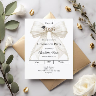 Graduation party ivory bow photo arch invitation