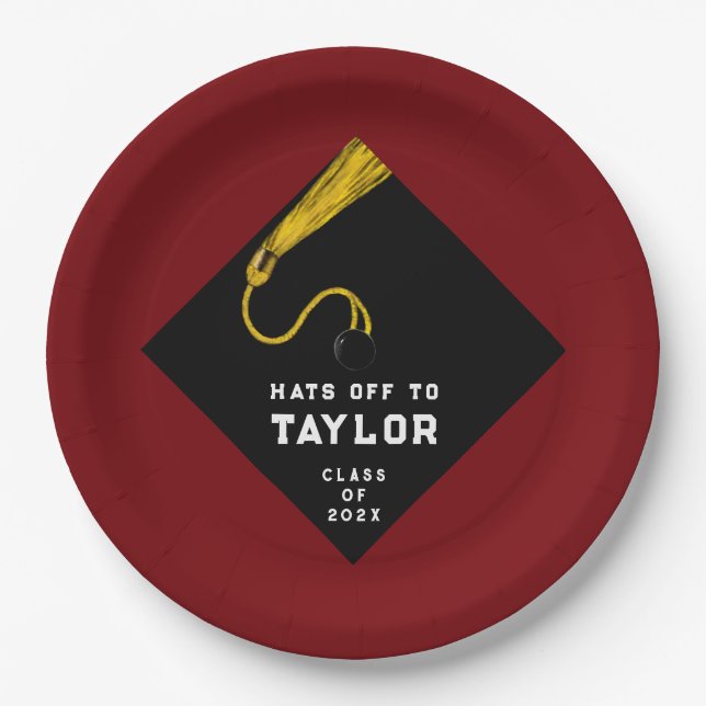 Graduation Party Maroon 2025 Paper Plate (Front)