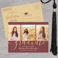 Graduation Party Modern Burgundy and Gold 3 Photo