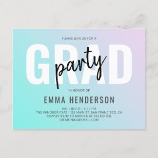 Graduation Party Modern Gradient Bold Invitation Postcard