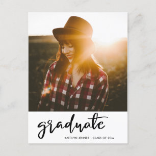 Graduation Party Modern Script Save The Date Photo Postcard