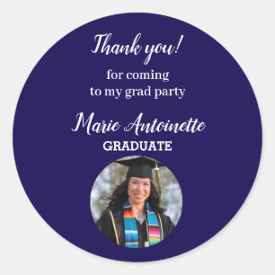 Graduation Party Modern Thank You Classic Round Sticker