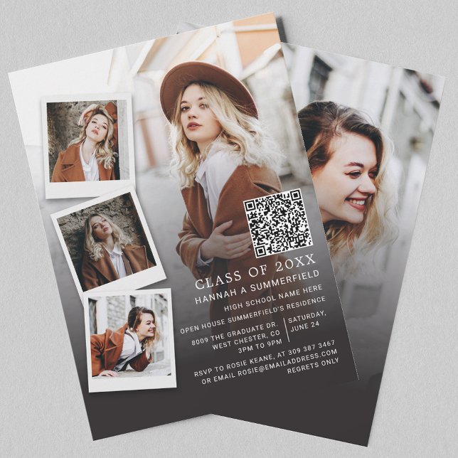 Graduation Party Multi Photo QR Code Grad 2026 Invitation (Christmas Tropical Palm Tree Coastal Moving Announcement)