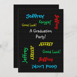 Graduation Party, Name, Faux Black Burlap Invitation
