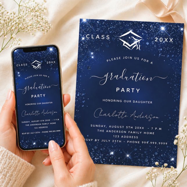 Graduation party navy blue 2026 invitation (Creator Uploaded)