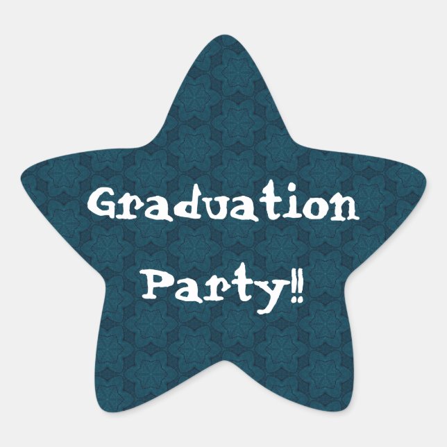 Graduation Party Navy Blue and White Star Flowers Star Sticker (Front)