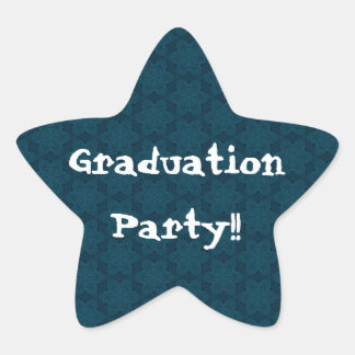 Graduation Party Navy Blue and White Star Flowers Sticker