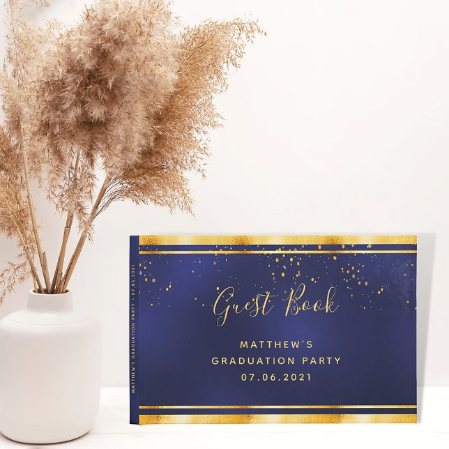 Graduation party navy blue gold guest book (Creator Uploaded)