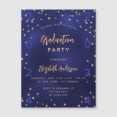 Graduation party navy blue gold stars year luxury magnetic invitation (Front)