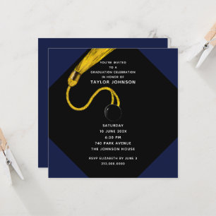 Graduation Party Navy Blue Invitation