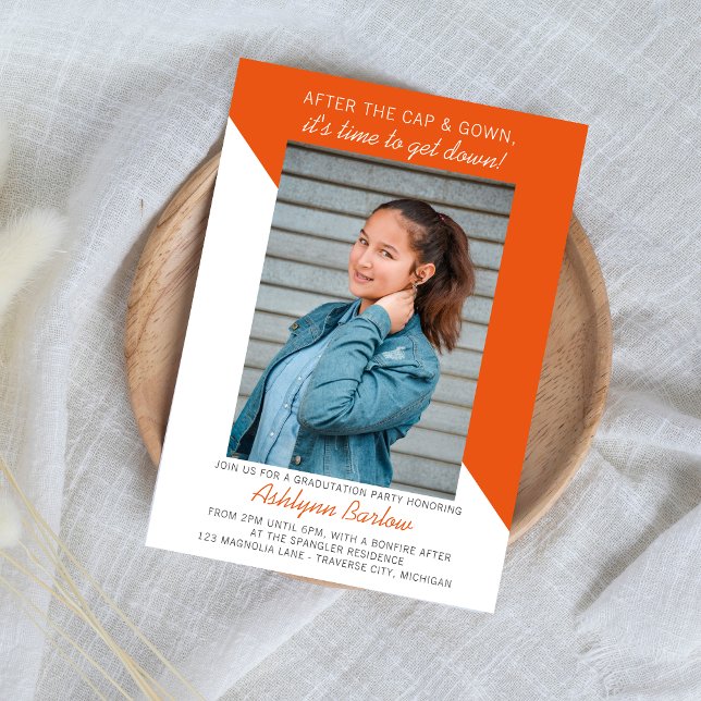Graduation Party Open House 2024 Photo Orange Invitation (Creator Uploaded)