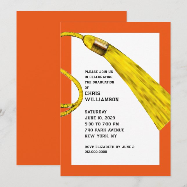 Graduation Party Orange Invitations (Front/Back)
