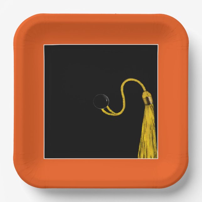 Graduation Party Orange Paper Plate (Front)