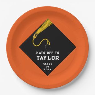 Graduation Party Orange Paper Plate