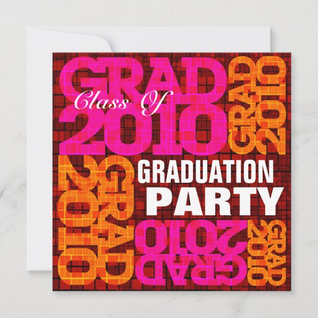 Graduation Party Orange Pink Mosaic Invitation (Front)