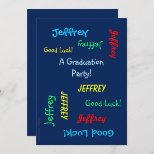 Graduation Party, Personalised Name, Blue Invitation