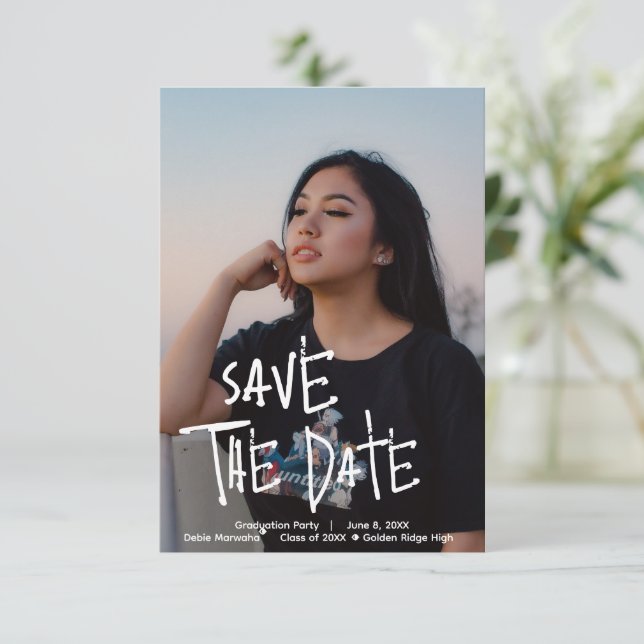 Graduation Party Personalised Save the Date Card (Standing Front)