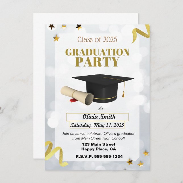 GRADUATION PARTY PERSONALIZED INVITATIONS (Front/Back)