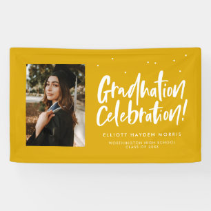Graduation party photo banner yellow