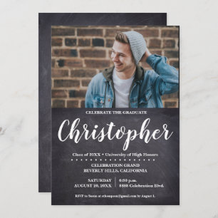 Graduation Party Photo Chalkboard Invitation