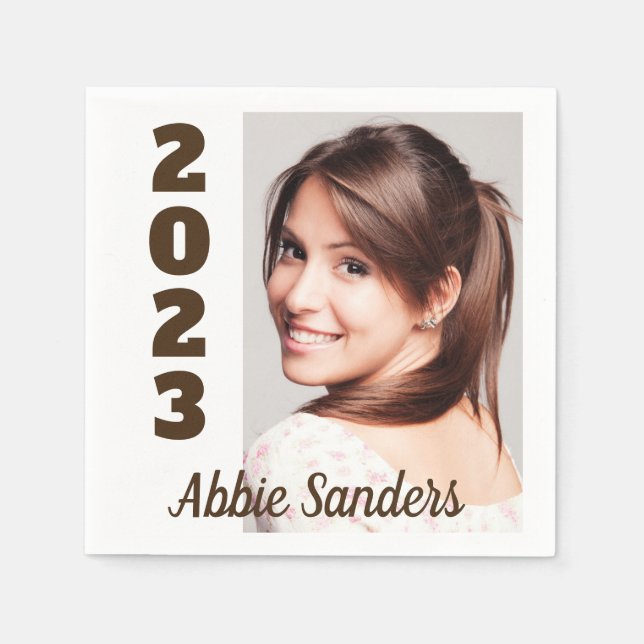 Graduation Party Photo Choose Background Colour Napkin (Front)