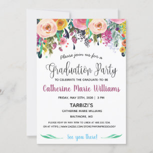 Graduation Party Photo Floral Invitation