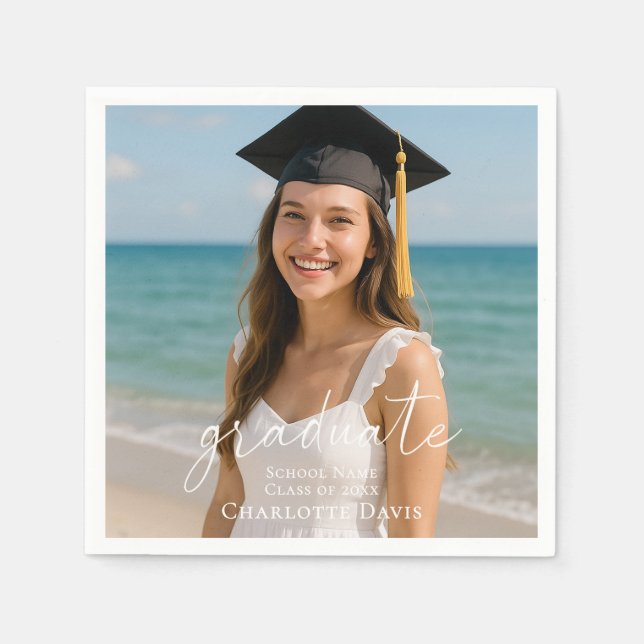 Graduation party photo script  napkin (Front)