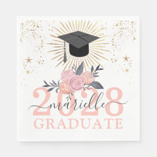 Graduation Party Pink Script Signature Napkin