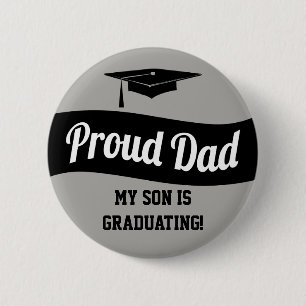 Graduation Party Proud Dad Grey 6 Cm Round Badge