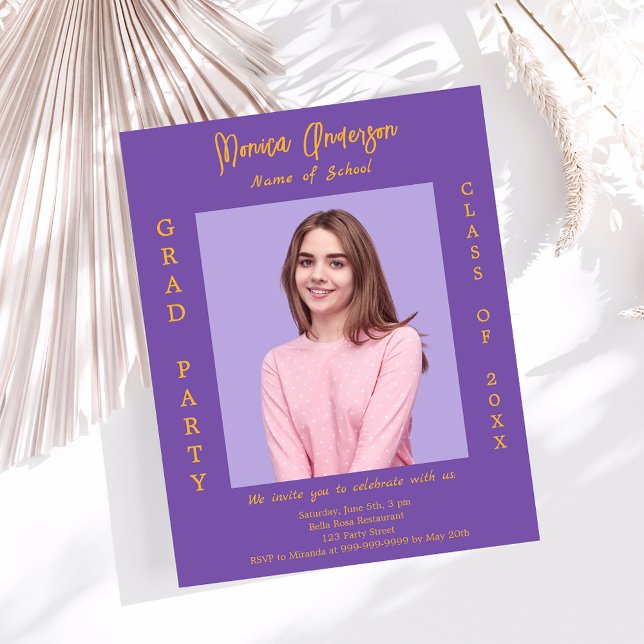 Graduation party purple lavender photo invitation (Creator Uploaded)