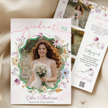 Graduation party QR Code Wildflower   Invitation