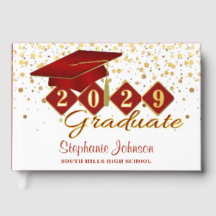 Graduation Party Red & Gold  Guest Book