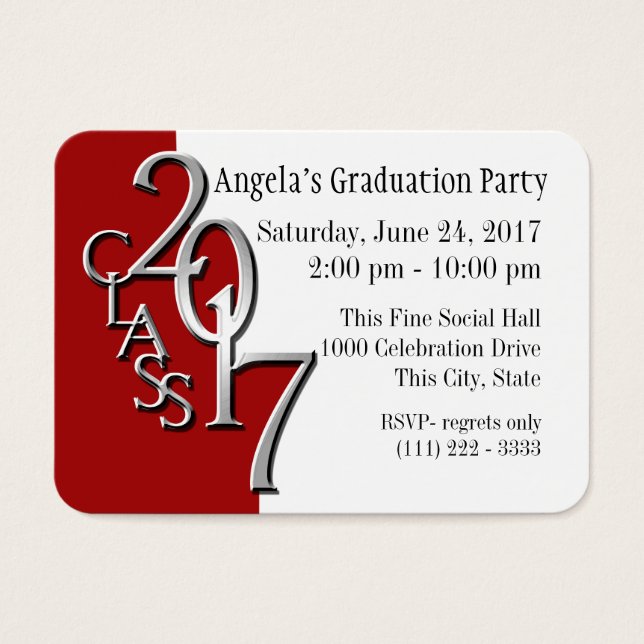 Graduation Party Red Photo Insert Card 2017 (Front)