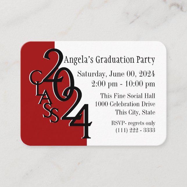 Graduation Party Red Photo Insert Card 2024 (Front)
