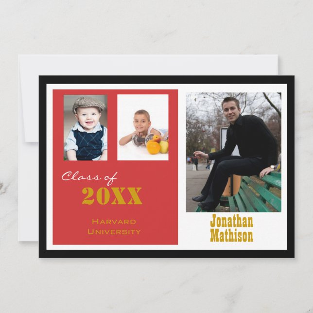 Graduation Party Red Photo Invitation (Front)