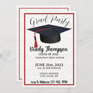 GRADUATION Party-RED School Colours - 2 Photo Invitation
