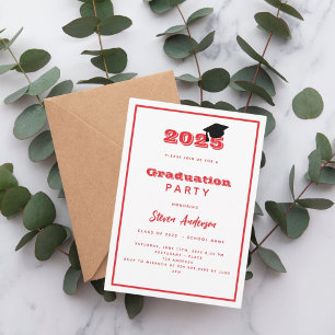 Graduation Party red white 2025 Invitation