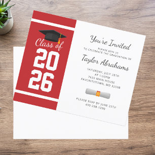 Graduation Party Red White Grad Party Invitation