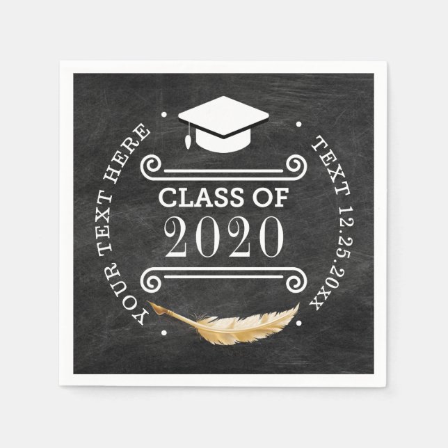 Graduation Party Retro Chalkboard Class of 2020 Napkin (Front)