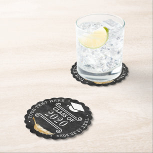 Graduation Party Retro Chalkboard Paper Coaster