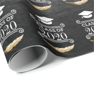 Graduation Party Retro Chalkboard personalised Wrapping Paper