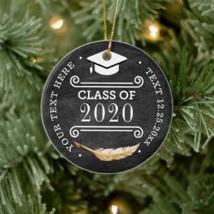 Graduation Party Retro Chalkboard Photo Ceramic Tree Decoration
