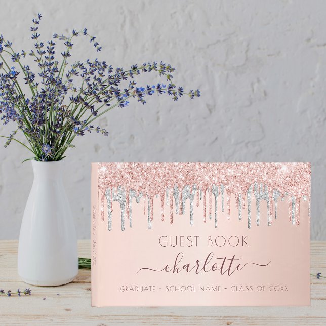 Graduation party rose gold glitter class of 2023 guest book (Creator Uploaded)