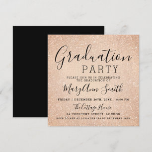 Graduation Party Rose Gold Glitter Paint Invitation