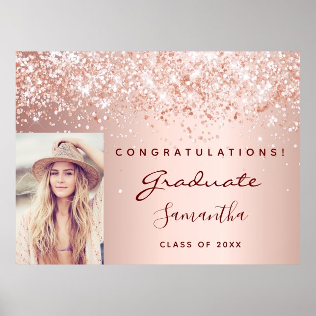 Graduation party rose gold photo 2027 poster (Front)