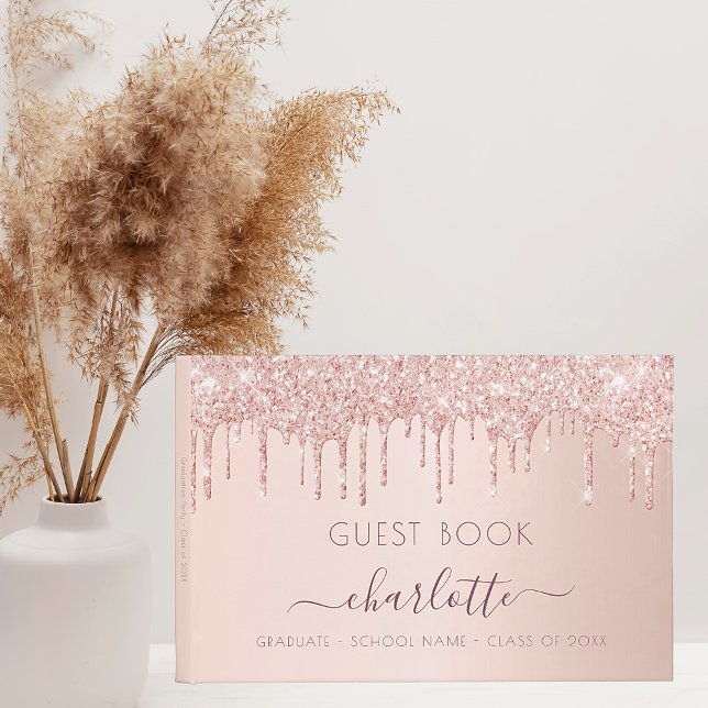 Graduation party rose gold pink class 2025 guest book (Creator Uploaded)